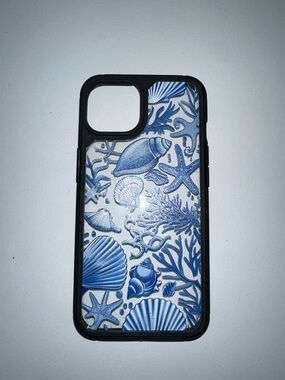 case Black Blue Sea Corals Shells Clear Phone Case